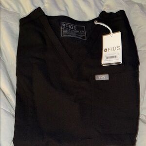 Figs Jet Black V-Neck Scrub Top